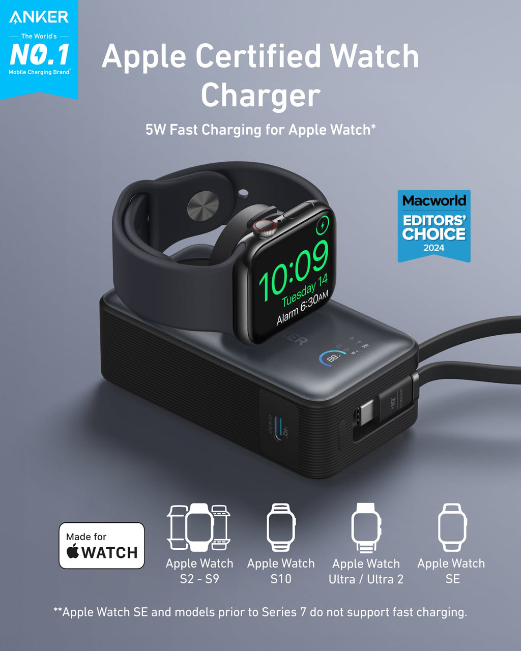 Anker MagGo 10K Power Bank + Apple Watch Charger