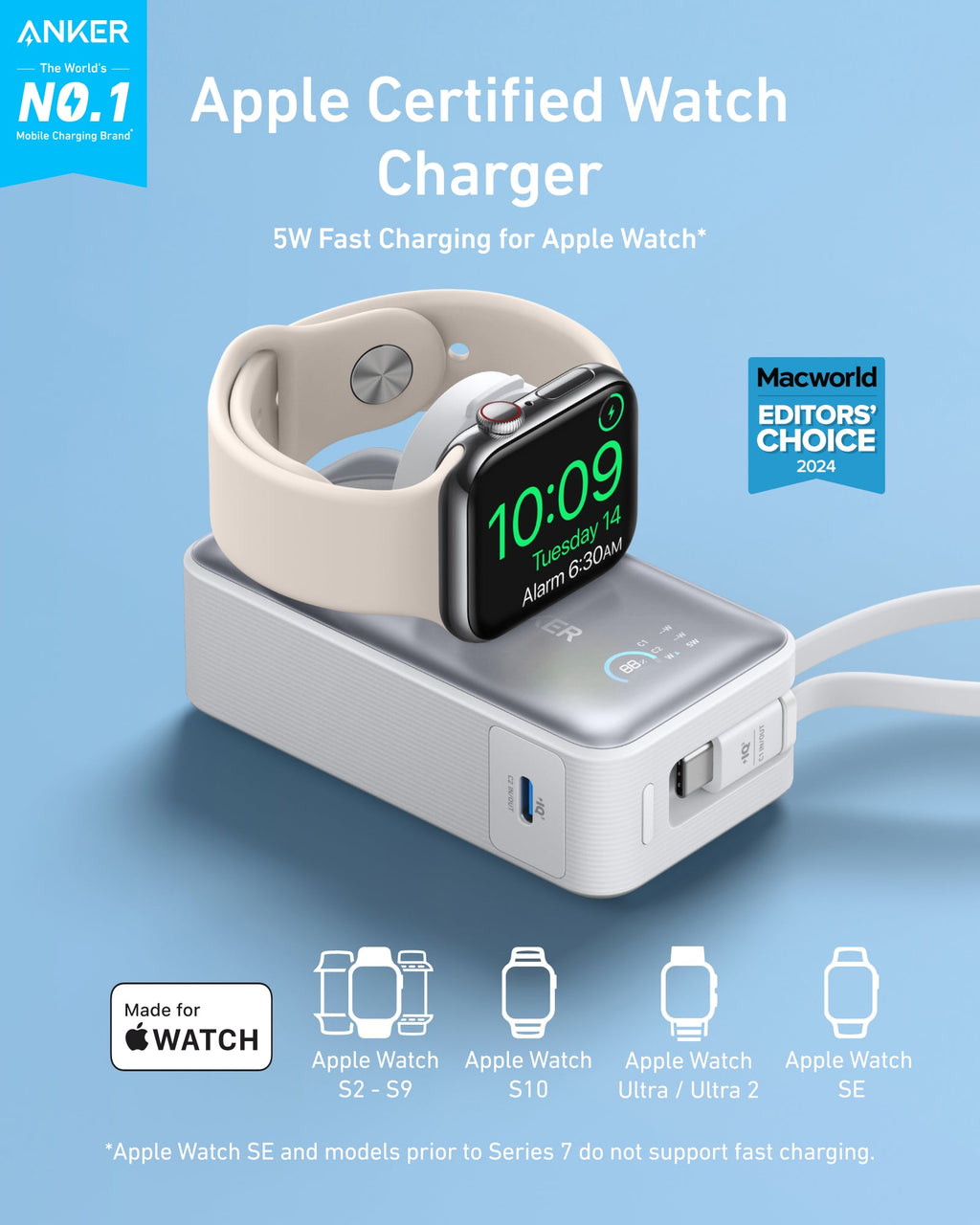 Anker MagGo 10K Power Bank + Apple Watch Charger