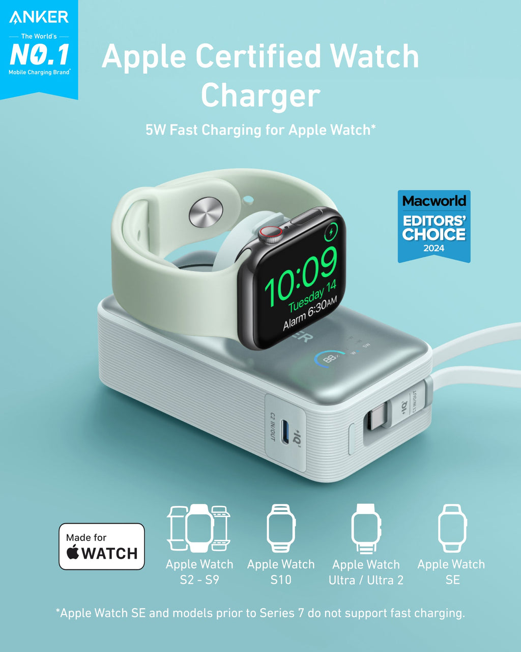 Anker MagGo 10K Power Bank + Apple Watch Charger