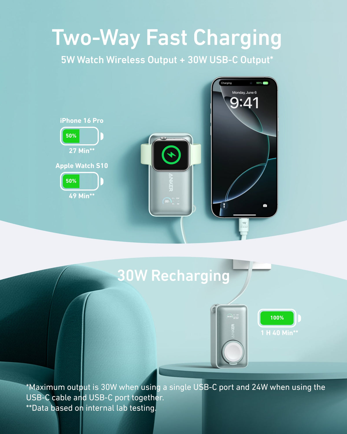 Anker MagGo 10K Power Bank + Apple Watch Charger